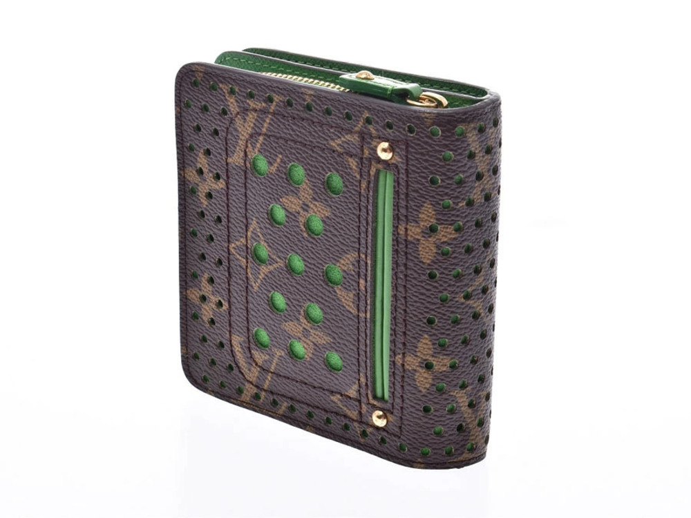 Louis Vuitton Vert Perfo Leather Compact Wallet Monogram Zip Brown